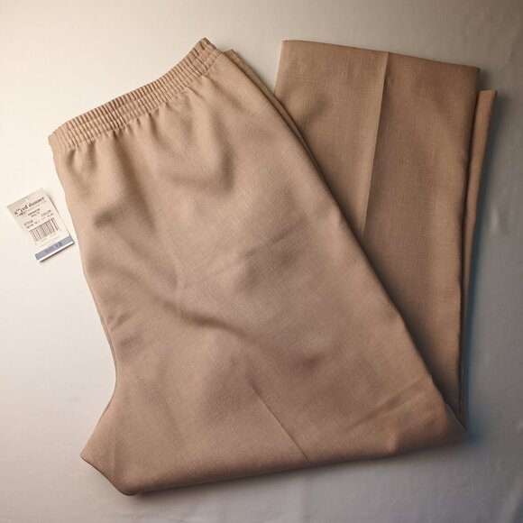 NWT Alfred Dunner Pants Size 18 Short Viennese Waltz Wide Leg High Rise Beige - Picture 1 of 10